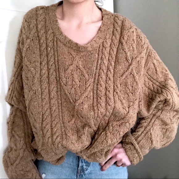 Vintage Sweaters - Vintage oversized slouchy cable knit sweater edw *